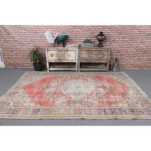 Tapis vintage 5,8x8,3 pieds, grand tapis turc, tapis marocain rouge et bleu - Product Image 2