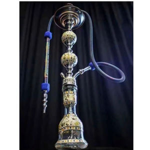 Cachimba de Lujo de Acero Inoxidable con Nácar y Técnica de Espejo |   Pipa de shisha hecha a mano |   Pipa de Agua Egipcia Premium |   Farida - Product Image 1