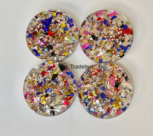 Posavasos de Resina Premium, Juego de Posavasos Hechos a Mano de Lujo para Mesa de Comedor o Café, Tradebyd, 4x4 Pulgadas, Cuadrados, Colores Personalizados - Product Image 2