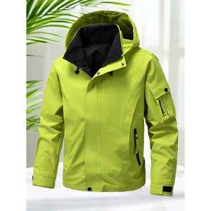 2025 Men's Waterproof Zip <b>Hooded</b> Softshell Jacket <b>Winter</b> Outerwear <b>Coat</b> <b>with</b> Pockets for Hiking and Camping - Product Image 4