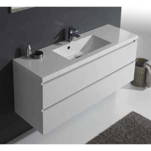 Mueble de Baño Miami Forest Blanco de 120 cm con Cajones y Lavabos Elegantes - Product Image 3