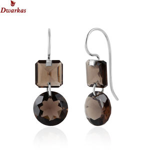 Pendientes colgantes multipiedra de Plata de Ley 925 con piedras preciosas naturales brillantes, CZ de cuarzo ahumado de alta calidad para regalo de fiesta para mujer - Product Image 5