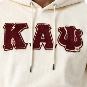 Kappa Alpha Psi Krimson Kream Chenille Hoodie Premium Greek Letter Fraternity <b>Fleece</b> Pullover - Product Image 5