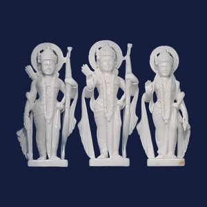 Estatua de mármol blanco artesanal Ram Darbar para adoración Ram Darbar con estatua de piedra Das Hanuman - Product Image 3