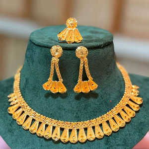 สร้อยคอช็อคเกอร์จี้รูปใบไม้ชุบเงินสุดหรู พร้อมต่างหูเข้าชุด |   เครื่องประดับเจ้าสาวและงานเฉลิมฉลอง รุ่น 23226 - Product Image 1