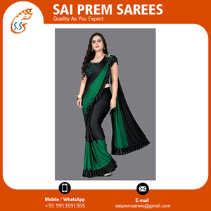 Sari con capa de volantes más vendido para mujer, traje indio de moda moderno, tela ligera y cómoda disponible a bajo precio - Product Image 4