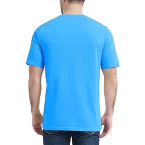 Couleur bleue léger coton Polyester vêtements pour hommes chemises grande taille High Street Style respirant col rond coupe ample t-shirt - Product Image 2