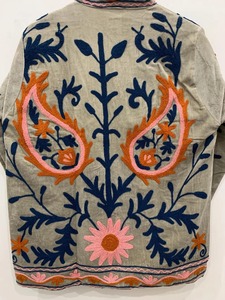 Casual Short Floral <b>Jacket</b>- Boho Style Street Fashion <b>Velvet</b> Fabric New Suzani Embroidery <b>Jacket</b> For <b>women</b> - Product Image 5