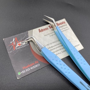 Pinzas de pestañas de 90 grados con agarre de diamante sostenible, nueva extensión de pestañas de acero inoxidable recubierta de polvo con estampado de llama puntiaguda - Product Image 3