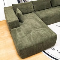 Juego de muebles de sofá de tela barato pequeño de compresión al vacío en forma de L