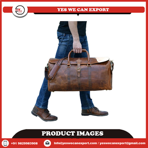 Bolsa de lona de cuero genuino de búfalo de grano completo personalizada hecha a mano elegante diseño Vintage cierre de cremallera para uso en gimnasio de viaje para mujer - Product Image 5