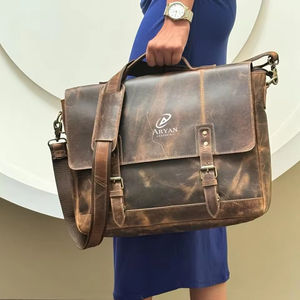 Premium Leather Satchel Office Laptop <b>Bag</b> Full Grain Leather Briefcase <b>Messenger</b> <b>Bag</b> for <b>Men</b> and Women Best Large Conductor <b>Bag</b> - Product Image 1