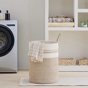 Grand panier en macramé pour la lessive, décoration d'intérieur, organisateur pour jouets, coussins ou autres articles ménagers en provenance d'Inde - Product Image 6