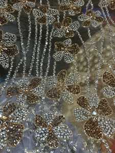 Meilleur prix 100% Polyester tissu perlé de luxe avec Zircon fait à la main fournisseur indien vêtements faisant tissé et motif de maille - Product Image 2