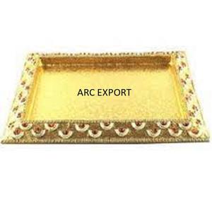 Vintage Metal and <b>Mirror</b> <b>Round</b> <b>Tray</b> With Golden Metal Border Designer <b>Tray</b> Antique Hotel Ware Food Serving <b>Tray</b> in Good Price - Product Image 5