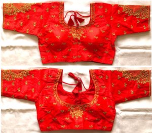 Beau chemisier en soie avec travail manuel et broderie lourds pour une tenue de fête en été ou en hiver - Product Image 5