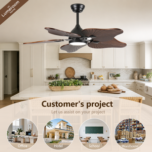 Ventilateur de plafond en bois massif de 44 pouces avec lumière et télécommande, ventilateur de plafond LED à intensité variable avec commande par application et moteur DC silencieux - Product Image 4