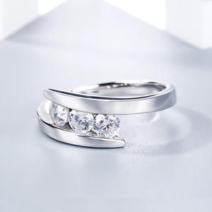 Jeulia Tension <b>Set</b> Three Stone Round Cut Diamond <b>Ring</b> in Sterling <b>Silver</b> - Product Image 5