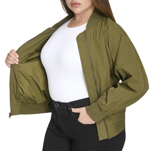 แจ็คเก็ตบอมเบอร์สไตล์สปอร์ตสำหรับฤดูใบไม้ร่วง กันลม เป็นมิตรกับสิ่งแวดล้อม ระบายอากาศได้ดี ปิดด้วยซิป ทรงปกติ แขนยาว ผ้าแคนวาส สำหรับผู้หญิง - Product Image 3