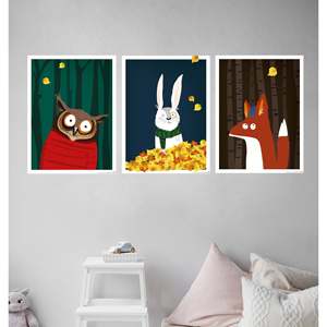 Modern Style 3-Piece Paper <b>Poster</b> Set for Children's Room 30 X 40 cm Forest Design - Product Image 6