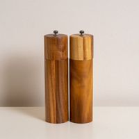 Ensemble moulin à sel et à poivre en bois et métal, manuel, réglable, écologique, durable, design moderne