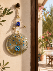 Décoration murale artisanale en verre DNB1004, amulette en verre Arbre de Vie pour la protection de la maison, cadeaux de mariage Nazar Boncugu - Product Image 3