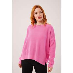 Suéter Casual Rosa de Punto con Abertura Lateral Corta, Diseño Acanalado, Venta al Por Mayor - Product Image 6