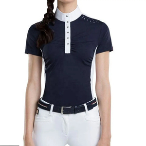 New Equestrian Jackets Horse Riding <b>Shirts</b> Half-sleeved <b>shirt</b> with a <b>gold</b> zipper Horse Riding Gym Fitness Athletic Tops - Product Image 1