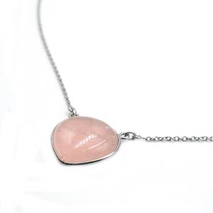 Dainty 925 Sterling <b>Silver</b> <b>Necklace</b> with Rose Quartz Minimalist Wedding Jewelry Gift Item <b>Chains</b> Type - Product Image 3