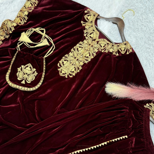 EL ÚLTIMO DISEÑADOR GEORGATTE TERCIOPELO SECUENCIA BORDADO TRABAJO SALWAR TRAJE - Product Image 1