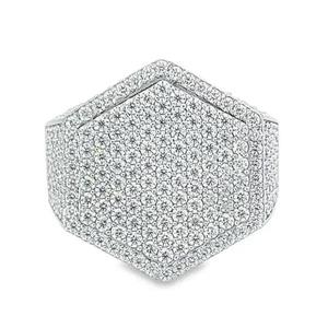 9,00 quilates VVS Moissanite Ice Out oro blanco corte redondo diamante Hip Hop anillo de compromiso hombres 925 plata esterlina - Product Image 2