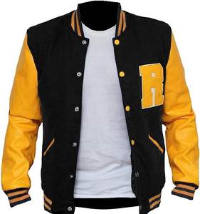 Customized Wool Body Leather Sleeves Wholesale Custom Embroidered Logos Patchwork Pattern Letterman <b>Jackets</b> for Men and Women - Product Image 1