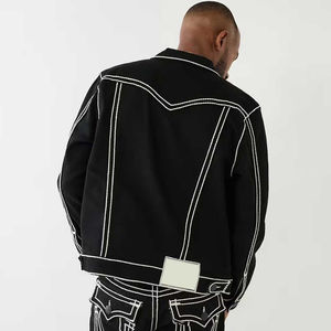 Venta Directa de Fábrica, Chaqueta Vaquera para Hombre de Diseño Personalizado, Cómoda, de Primera Calidad, Manga Larga, Cuello Alto, Estilo Vintage - Product Image 2