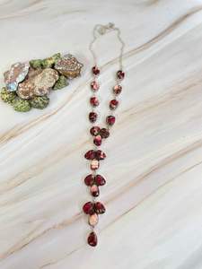 Collar Hecho a Mano de Plata Esterlina Rosa Roja Dalia Turquesa Floral y Piedras Preciosas Joyería Llamativa - Product Image 2