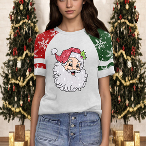 เสื้อยืดคริสต์มาสสำหรับผู้หญิงเสื้อยืดซานตาคลอสพิมพ์ลายอะนิเมะระบายอากาศ - Product Image 5