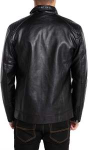 Chaqueta de Cuero Vacuno para Hombre, Transpirable, Ecológica, de Secado Rápido, Cálida para Invierno, Cuello Alto, Estilo Casual, Servicio OEM de Alta Calidad - Product Image 3