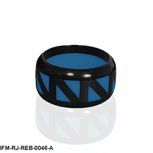 Bracelet manchette audacieux et contemporain en résine géométrique moderne avec incrustation triangulaire noire et bleue pour femme - Product Image 2