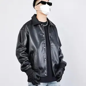 Nouvelle arrivée de tenues Veste vintage à col rabattu Veste en cuir à la mode Veste pour hommes - Product Image 3