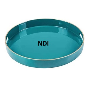 Bandeja de Metal hecha a mano con esmalte azul, bandeja de servicio de estilo único de tendencia superior para mesa de cena, bandeja de servidor de comida, decoración elegante - Product Image 1