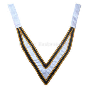 ROSE CROIX Collarette 30e degré de ruban noir entièrement brodée à la main avec bordure argentée sur les deux bords (BH-M-1067) - Product Image 5