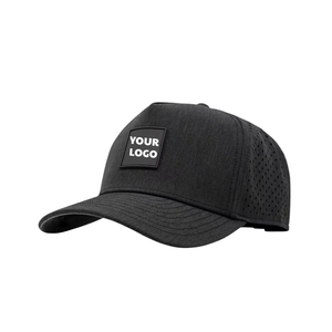 Factory High Performance Waterproof Golf Hats 5 Panel Laser Cut Holes Custom Rubber PVC Logo Under Brim Fabric Sport Headwear - Product Image 2