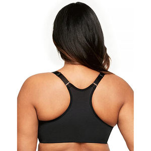 Soutien-gorge de sport réversible respirant grande taille avec motif uni, maintien élevé, logo frontal pour le fitness - Product Image 6