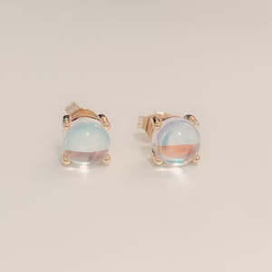 Vintage Trendy 14k Gold Sterling <b>Silver</b> <b>Stud</b> Earrings with Moonstone Diamond Zircon Pearl Ball Heart-shaped Engagement Suitable - Product Image 4