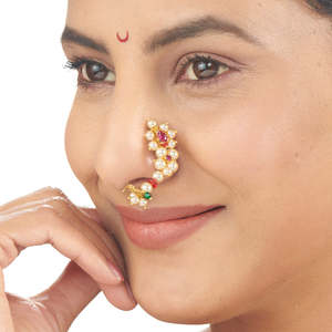 Gauri <b>Gold</b> Plated Nath for Women Wedding - Product Image 2