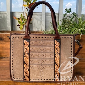 Bolso de mano de cuero de ante con puntada para botas de alta calidad para mujer, bolso cruzado de transporte oculto de cuero genuino personalizado - Product Image 1