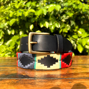 Ceinture de polo en cuir demi-blanc rouge marine pour jeunes avec boucle en laiton massif Ceinture en cuir fabriquée à la main avec cuir de qualité supérieure - Product Image 1