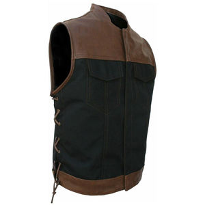 Plus Size Fashionable Sleeveless Men Leather Vest Motorbike Leather Vest for Men Cowhide Leather <b>Waistcoat</b> - Product Image 2
