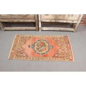Turkish 0.2x3.6 ft Rug, <b>Runner</b> Vintage Rug, <b>Red</b> Persian Wool Rug - Product Image 3
