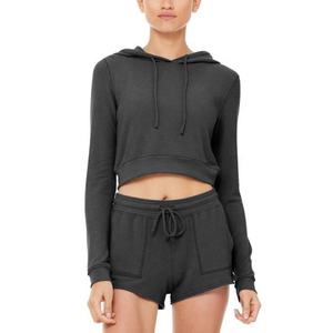 Conjuntos Deportivos Casuales de Alta Calidad para Mujer, con Sudadera Corta con Capucha, Estilo Holgado, Ligero, con Bloques de Color y Estampado - Product Image 4