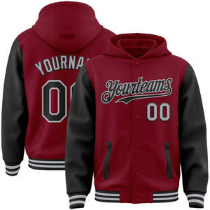 Veste universitaire OEM de haute qualité pour hommes avec sweat à capuche et manches en cuir Veste Letterman de baseball personnalisée pour les grandes tailles - Product Image 1
